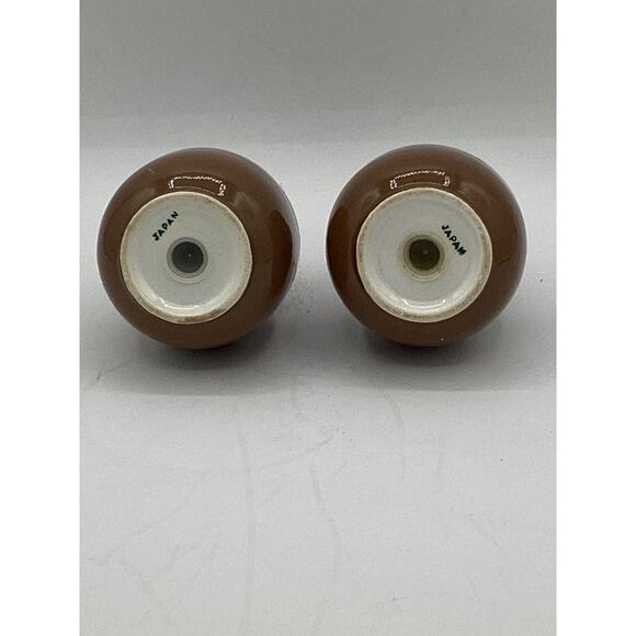 Mid Century Modern Pottery Ceramic Brown & White Salt & Pepper Shaker Set MCM - Picture 3 of 3